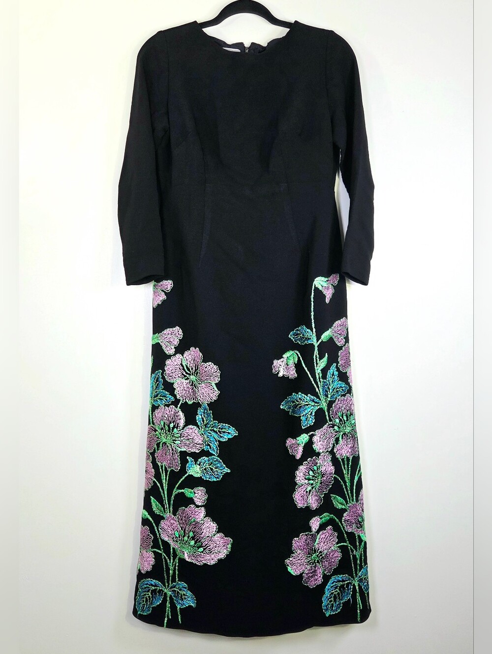 RARE VINTAGE 60'S BULLOCK'S WILSHIRE BY AURORA FLORAL EMBROIDERED MAXI DRESS.